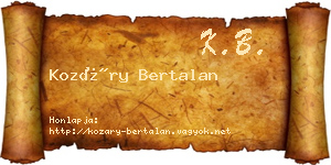 Kozáry Bertalan névjegykártya